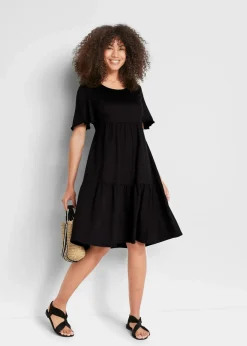 bonprix Bekleidung·Pullover & Strickjacken|Kleider|Jerseykleid aus reiner Baumwolle schwarz