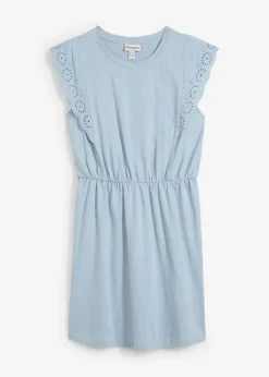 bonprix Kleider|Bekleidung·Pullover & Strickjacken|Jerseykleid aus reiner Baumwolle softblau