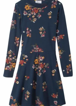 bonprix Mädchen 9-16 Jahre·Kleider & Jumpsuits|Mädchen 2-8 Jahre·Nachhaltigere Materialien|Jerseykleid aus reiner Bio-Baumwolle dunkelblau geblümt