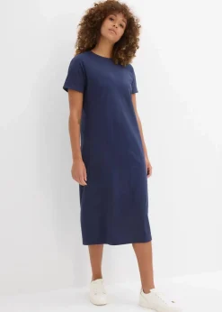 bonprix Basics|Kleider|Jerseykleid aus reiner Bio-Baumwolle dunkelblau