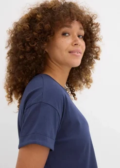 bonprix Basics|Kleider|Jerseykleid aus reiner Bio-Baumwolle dunkelblau