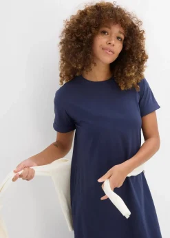 bonprix Basics|Kleider|Jerseykleid aus reiner Bio-Baumwolle dunkelblau