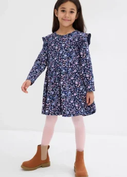 bonprix Mädchen 2-8 Jahre·Nachhaltigere Materialien|Mädchen 9-16 Jahre·Nachhaltigere Materialien|Jerseykleid aus reiner Bio-Baumwolle dunkelblau geblümt