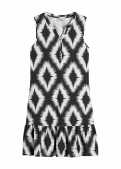 bonprix Bekleidung·Pullover & Strickjacken|Kleider|Jerseykleid aus softem Baumwoll-Mix schwarz bedruckt