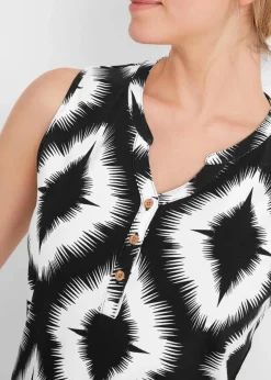 bonprix Bekleidung·Pullover & Strickjacken|Kleider|Jerseykleid aus softem Baumwoll-Mix schwarz bedruckt