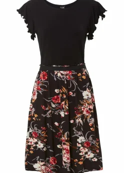 bonprix Nachhaltigere Materialien|Kleider|Jerseykleid aus Viskose-Mix schwarz floral