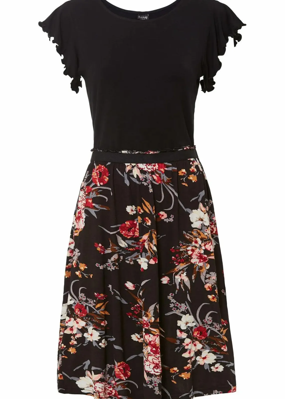 bonprix Nachhaltigere Materialien|Kleider|Jerseykleid aus Viskose-Mix schwarz floral