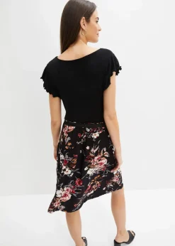 bonprix Nachhaltigere Materialien|Kleider|Jerseykleid aus Viskose-Mix schwarz floral