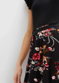 bonprix Nachhaltigere Materialien|Kleider|Jerseykleid aus Viskose-Mix schwarz floral