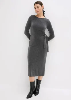 bonprix Bekleidung·Pullover & Strickjacken|Kleider|Jerseykleid aus Viskose-Mix anthrazit meliert
