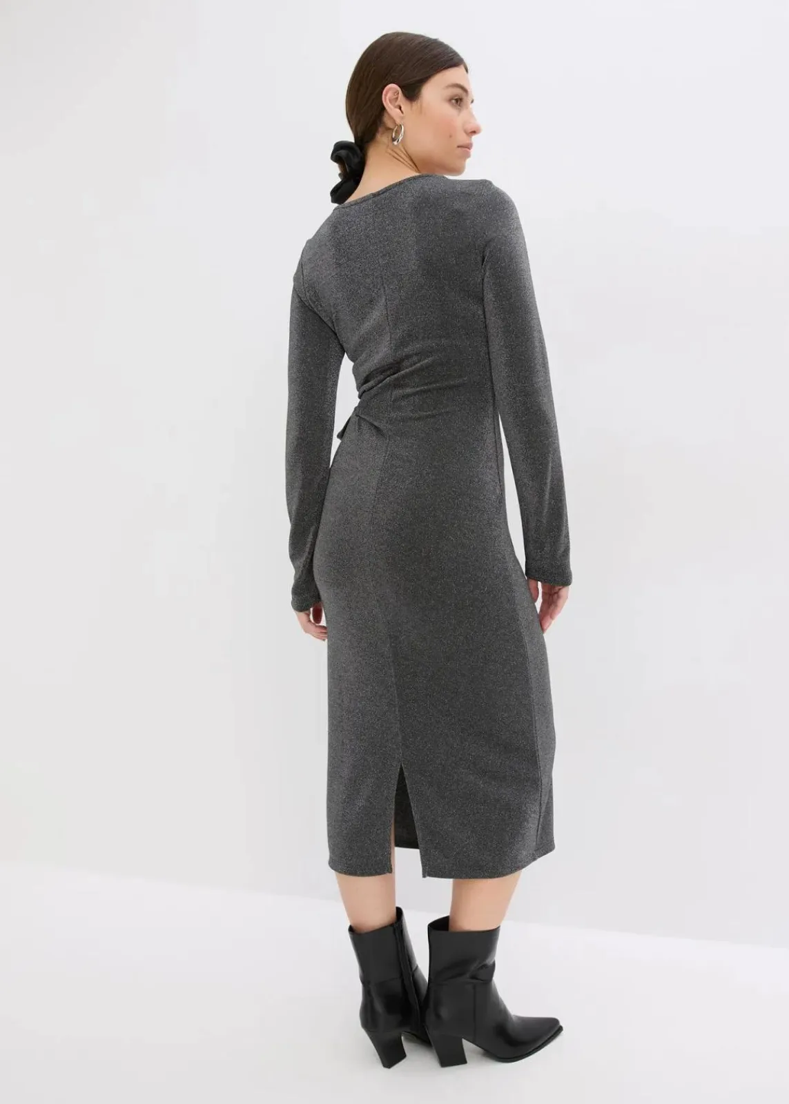 bonprix Bekleidung·Pullover & Strickjacken|Kleider|Jerseykleid aus Viskose-Mix anthrazit meliert