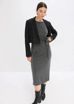 bonprix Bekleidung·Pullover & Strickjacken|Kleider|Jerseykleid aus Viskose-Mix anthrazit meliert