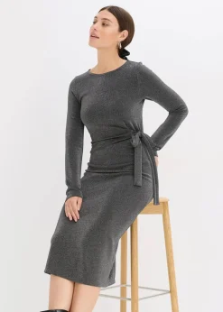 bonprix Bekleidung·Pullover & Strickjacken|Kleider|Jerseykleid aus Viskose-Mix anthrazit meliert