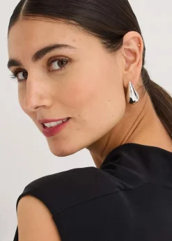 bonprix Bekleidung·Pullover & Strickjacken|Kleider|Jerseykleid aus Viskose-Mix mit Schulterpolster schwarz