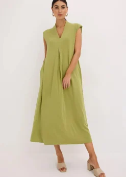 Jerseykleid aus Viskose-Mix mit Schulterpolster|bonprix Discount