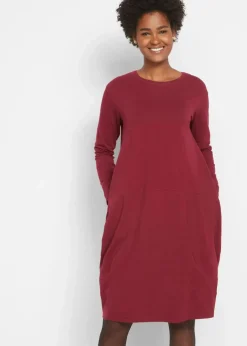 bonprix Kleider|Bekleidung·Pullover & Strickjacken|Jerseykleid in O-Shape rhododendronrot