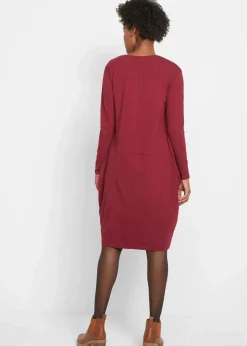 bonprix Kleider|Bekleidung·Pullover & Strickjacken|Jerseykleid in O-Shape rhododendronrot