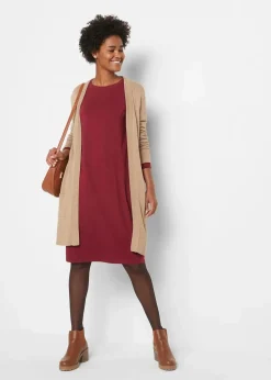 bonprix Kleider|Bekleidung·Pullover & Strickjacken|Jerseykleid in O-Shape rhododendronrot