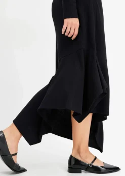 bonprix Bekleidung·Pullover & Strickjacken|Kleider|Jerseykleid mit asymmetrischem Saum schwarz