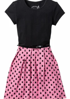 bonprix Mädchen 9-16 Jahre·Kleider & Jumpsuits|Mädchen 2-8 Jahre·Nachhaltigere Materialien|Jerseykleid mit Bio-Baumwolle schwarz/knallrosa