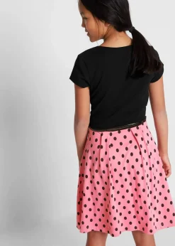 bonprix Mädchen 9-16 Jahre·Kleider & Jumpsuits|Mädchen 2-8 Jahre·Nachhaltigere Materialien|Jerseykleid mit Bio-Baumwolle schwarz/knallrosa