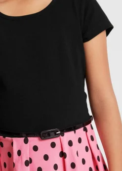 bonprix Mädchen 9-16 Jahre·Kleider & Jumpsuits|Mädchen 2-8 Jahre·Nachhaltigere Materialien|Jerseykleid mit Bio-Baumwolle schwarz/knallrosa