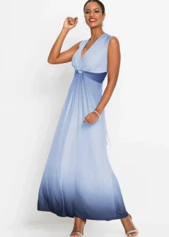 bonprix Bekleidung·Pullover & Strickjacken|Festliche Mode|Jerseykleid mit Drapierung blau / dunkelblau