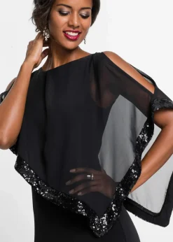 bonprix Bekleidung·Pullover & Strickjacken|Kleider|Jerseykleid mit Pailletten dunkelrot