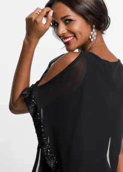 bonprix Bekleidung·Pullover & Strickjacken|Kleider|Jerseykleid mit Pailletten dunkelrot