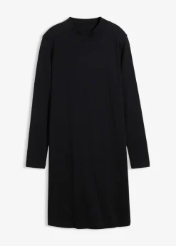 bonprix Mädchen 9-16 Jahre·Kleider & Jumpsuits|Jerseykleid mit Stehkragen schwarz