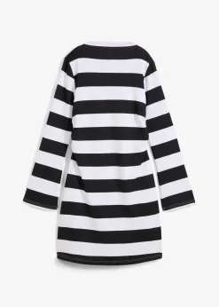 bonprix Nachhaltigere Materialien|Kleider|Jerseykleid mit Stehkragen schwarz/weiß gestreift