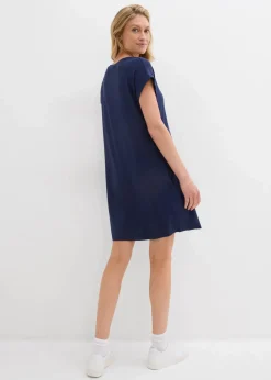 Jersey-Kleid mit Stickerei aus Viskose-Elasthan-Mix|bonprix New