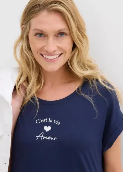 Jersey-Kleid mit Stickerei aus Viskose-Elasthan-Mix|bonprix New