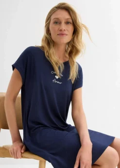 Jersey-Kleid mit Stickerei aus Viskose-Elasthan-Mix|bonprix New