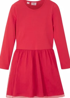 bonprix Mädchen 9-16 Jahre·Kleider & Jumpsuits|Mädchen 2-8 Jahre·Nachhaltigere Materialien|Jerseykleid mit Tüll rot