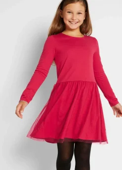 bonprix Mädchen 9-16 Jahre·Kleider & Jumpsuits|Mädchen 2-8 Jahre·Nachhaltigere Materialien|Jerseykleid mit Tüll rot