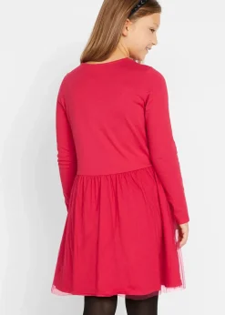 bonprix Mädchen 9-16 Jahre·Kleider & Jumpsuits|Mädchen 2-8 Jahre·Nachhaltigere Materialien|Jerseykleid mit Tüll rot
