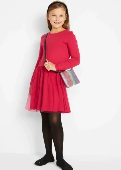 bonprix Mädchen 9-16 Jahre·Kleider & Jumpsuits|Mädchen 2-8 Jahre·Nachhaltigere Materialien|Jerseykleid mit Tüll rot