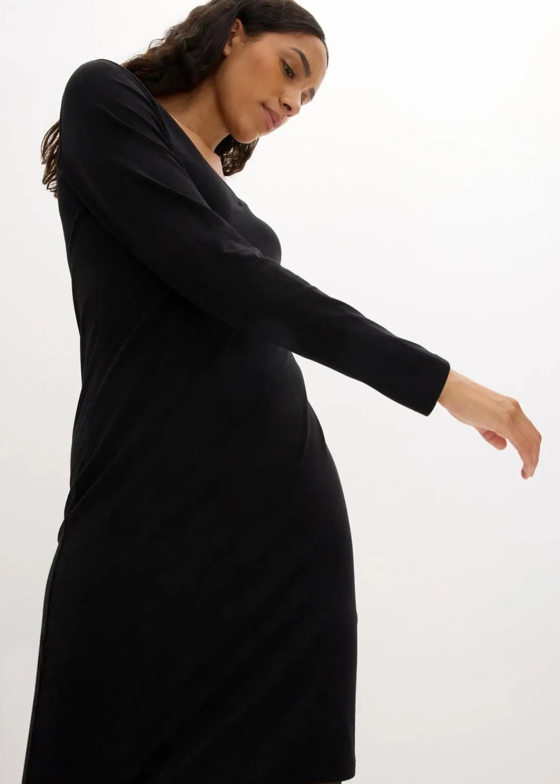 bonprix Kleider|Basics|Jerseykleid mit V-Ausschnitt (2er Pack) schwarz + schwarz