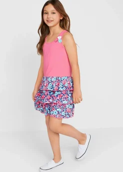 bonprix Mädchen 9-16 Jahre·Kleider & Jumpsuits|Mädchen 2-8 Jahre·Nachhaltigere Materialien|Jerseykleid mit Volant knallrosa bedruckt