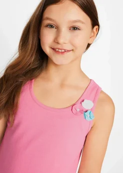 bonprix Mädchen 9-16 Jahre·Kleider & Jumpsuits|Mädchen 2-8 Jahre·Nachhaltigere Materialien|Jerseykleid mit Volant knallrosa bedruckt