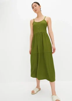 Jersey-Kleid mit Volants und dekorativer Knopfleiste|bonprix Discount