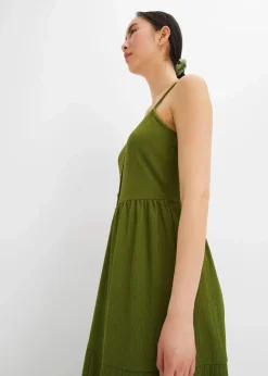 Jersey-Kleid mit Volants und dekorativer Knopfleiste|bonprix Discount