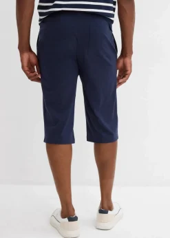 bonprix Große Größen|Shorts|Jersey-Longshorts aus reiner Bio-Baumwolle (2er Pack) dunkelblau+schwarz