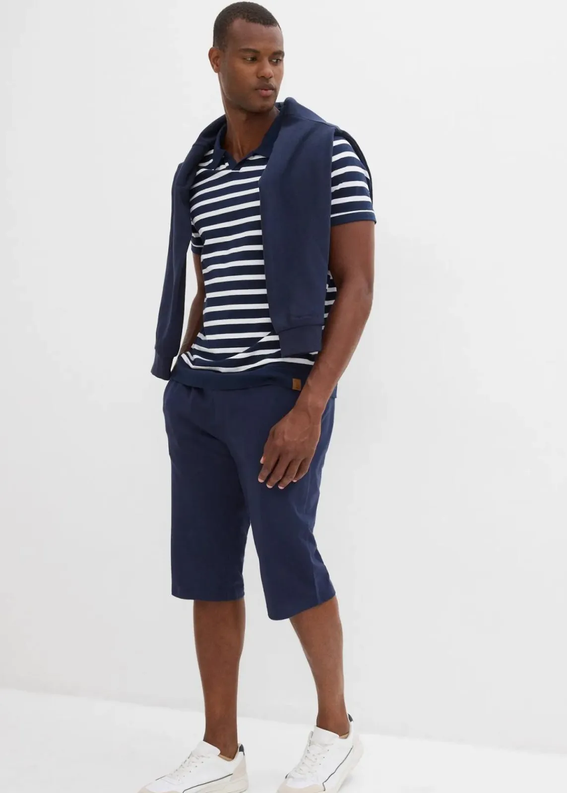 bonprix Große Größen|Shorts|Jersey-Longshorts aus reiner Bio-Baumwolle (2er Pack) dunkelblau+schwarz