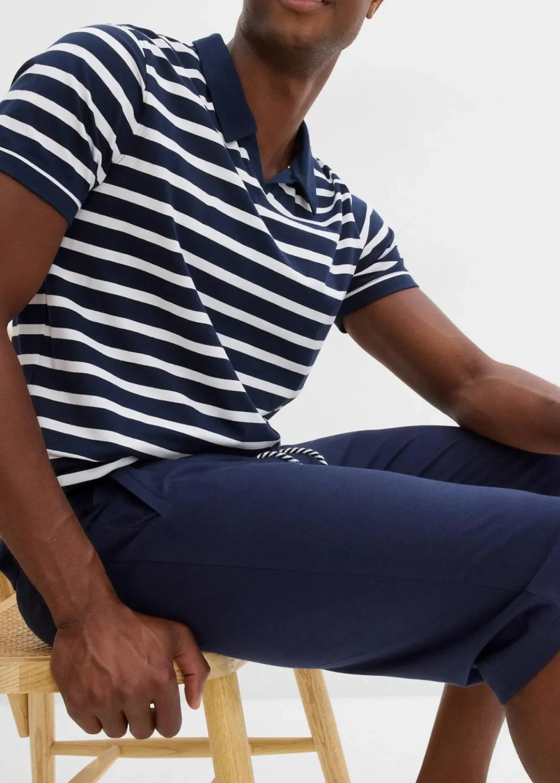 bonprix Große Größen|Shorts|Jersey-Longshorts aus reiner Bio-Baumwolle (2er Pack) dunkelblau+schwarz