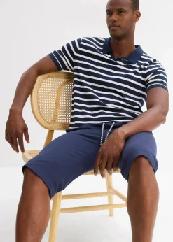 bonprix Große Größen|Shorts|Jersey-Longshorts aus reiner Bio-Baumwolle (2er Pack) dunkelblau+schwarz