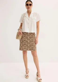 bonprix Bekleidung·Sportbekleidung|Röcke|Jersey-Rock gewürzbraun/naturbeige graphisch bedruckt