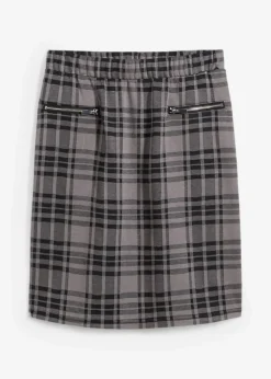 bonprix Bekleidung·Sportbekleidung|Röcke|Jersey-Rock schwarz/hellgrau kariert