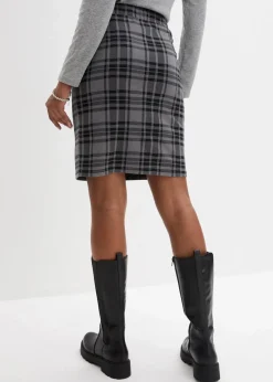 bonprix Bekleidung·Sportbekleidung|Röcke|Jersey-Rock schwarz/hellgrau kariert